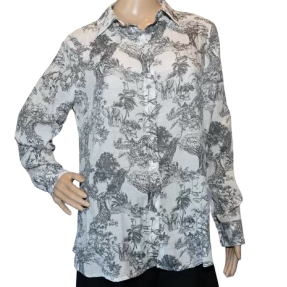 3/$15 NWT C By One Jungle Print Long Sleeve Top XS